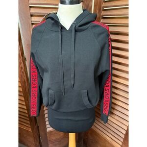 Michael Kors Womens Tape Stretch Viscose Hoodie Dress Black Red XS NWT
